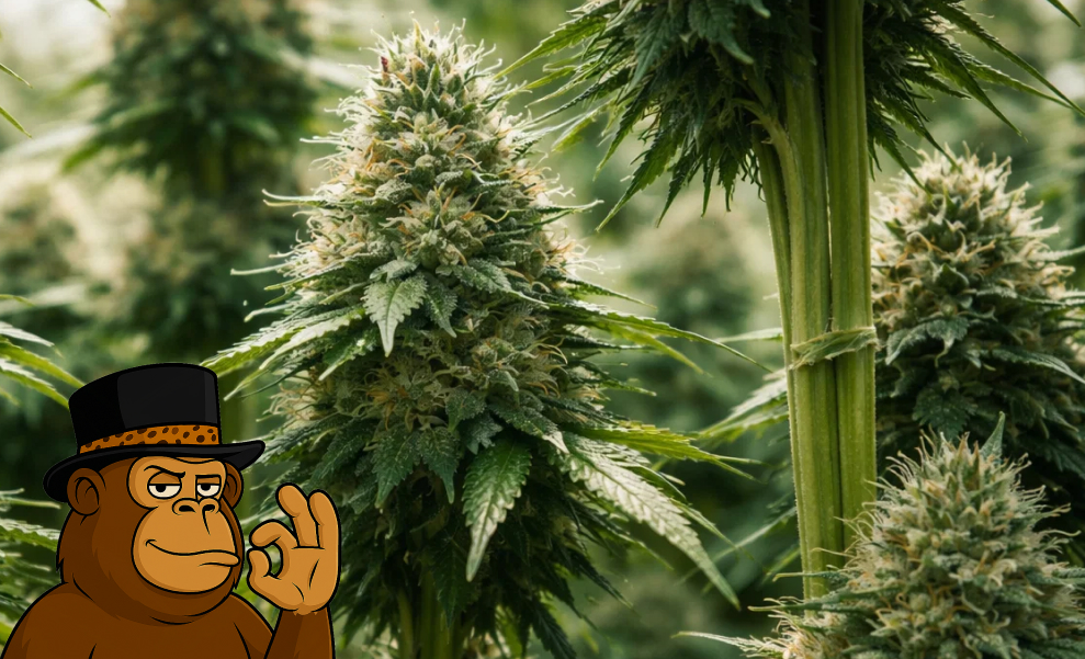 Mature cannabis plants with large, resinous buds growing in a professional indoor facility, representing the best weed strains in Carlsbad.