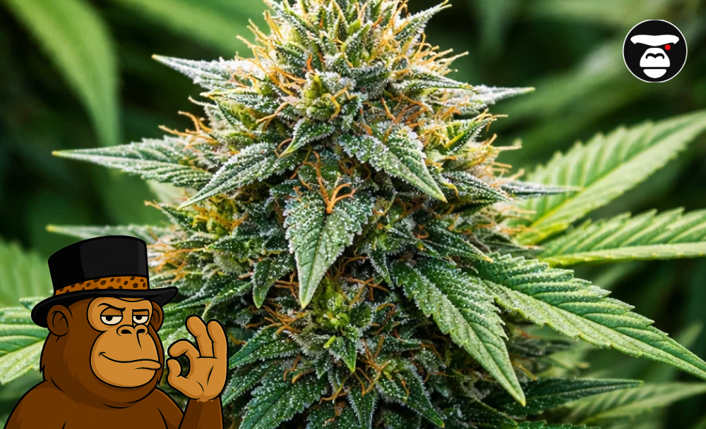 Best Weed Strains In Oroville A macro close-up of a resin-rich cannabis bud with crystalline trichomes and vibrant orange pistils typical of top cannabis strains in Oroville.